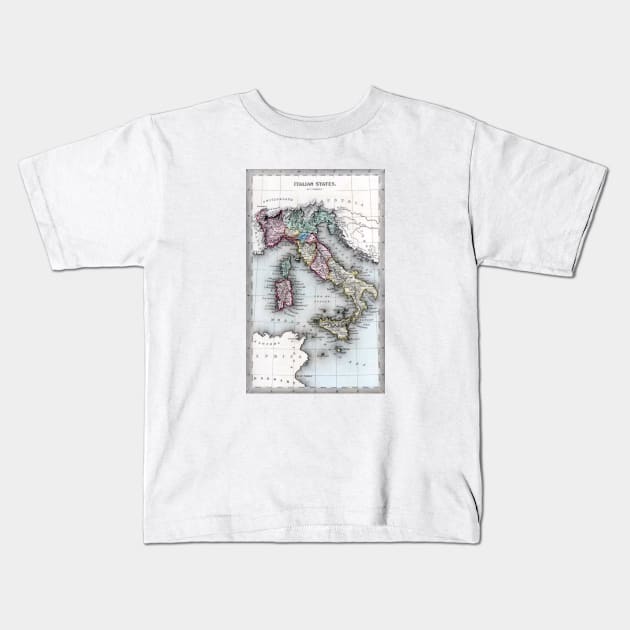 1835 Map of the Italian States Kids T-Shirt by historicimage